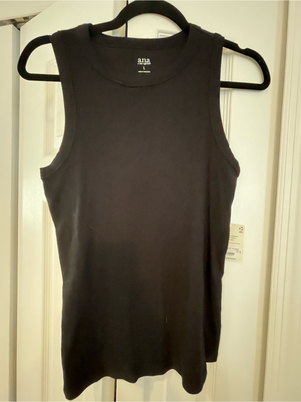 a.n.a Black Ribbed Crewneck Tank
